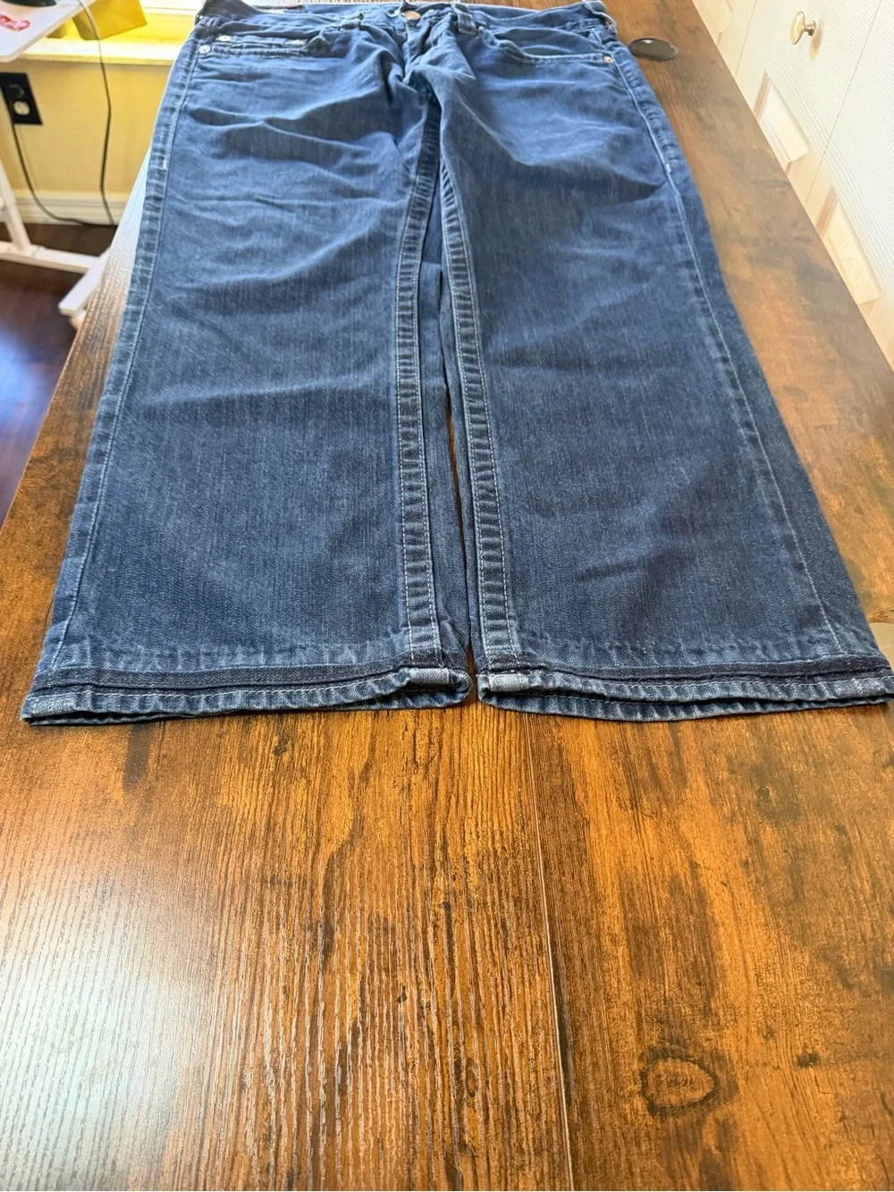 True Religion Bobby Men’s Straight Leg Jeans Dark Wash Hemmed 26.5” Inseam